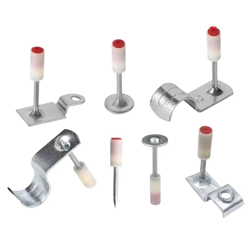 Steel Nitrocotton Propellant Actuated Fasteners Ceiling Clip Nails with Fire Nail Drive Pins Flat Cap Head Style Ring Shank Type