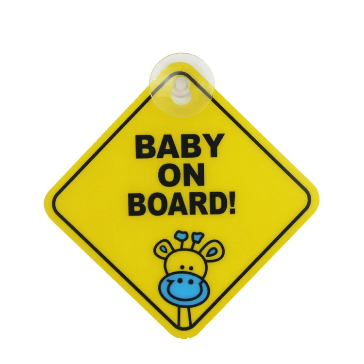 Custom Pvc Baby On Board Car Logo Warning Sign With Suction Cup