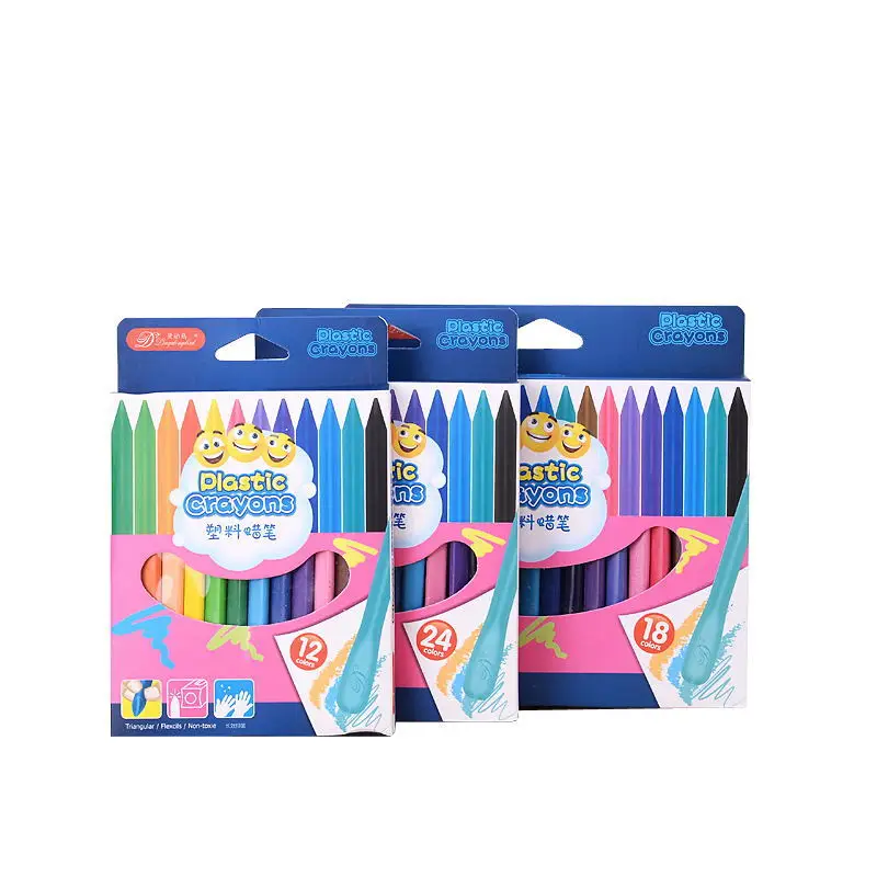 keas Custom multi color crayons 12colors non-stick kids art washable crayons easy to clean painting plastic crayon set