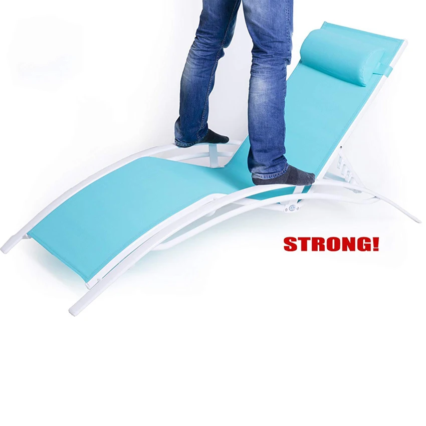 Outdoor/garden/pool/patio used color strong optional aluminum adjustable sun bed lounge chair
