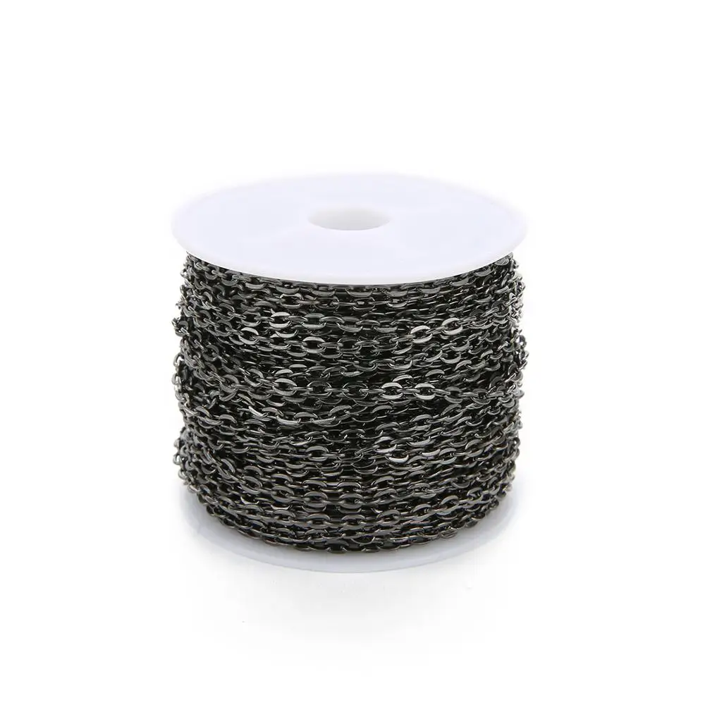 Gold Rose Gold Black Antique Bronze Color 2x3mm 3x4mm Bulk Iron Necklace Bracelets Rolo Chain for DIY Jewelry Making Findings