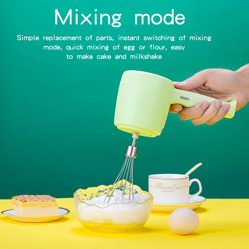 kitchen 2 in 1stainless steel multifunction electric USB charging mini food chopper cake mixer butter dough egg whisk ware