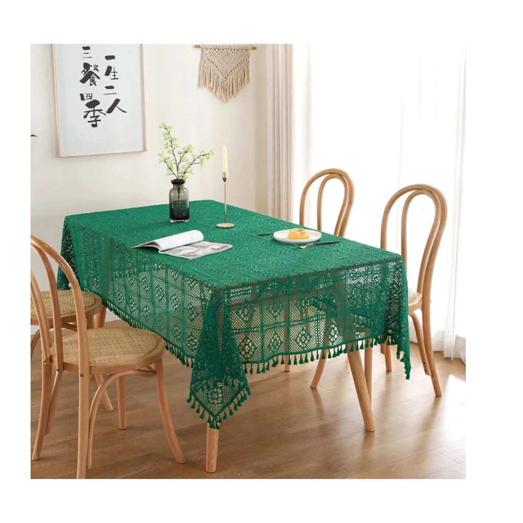 
Black European style garden crochet knitting hollow table lace tassel cloth art tea table cloth T012 
