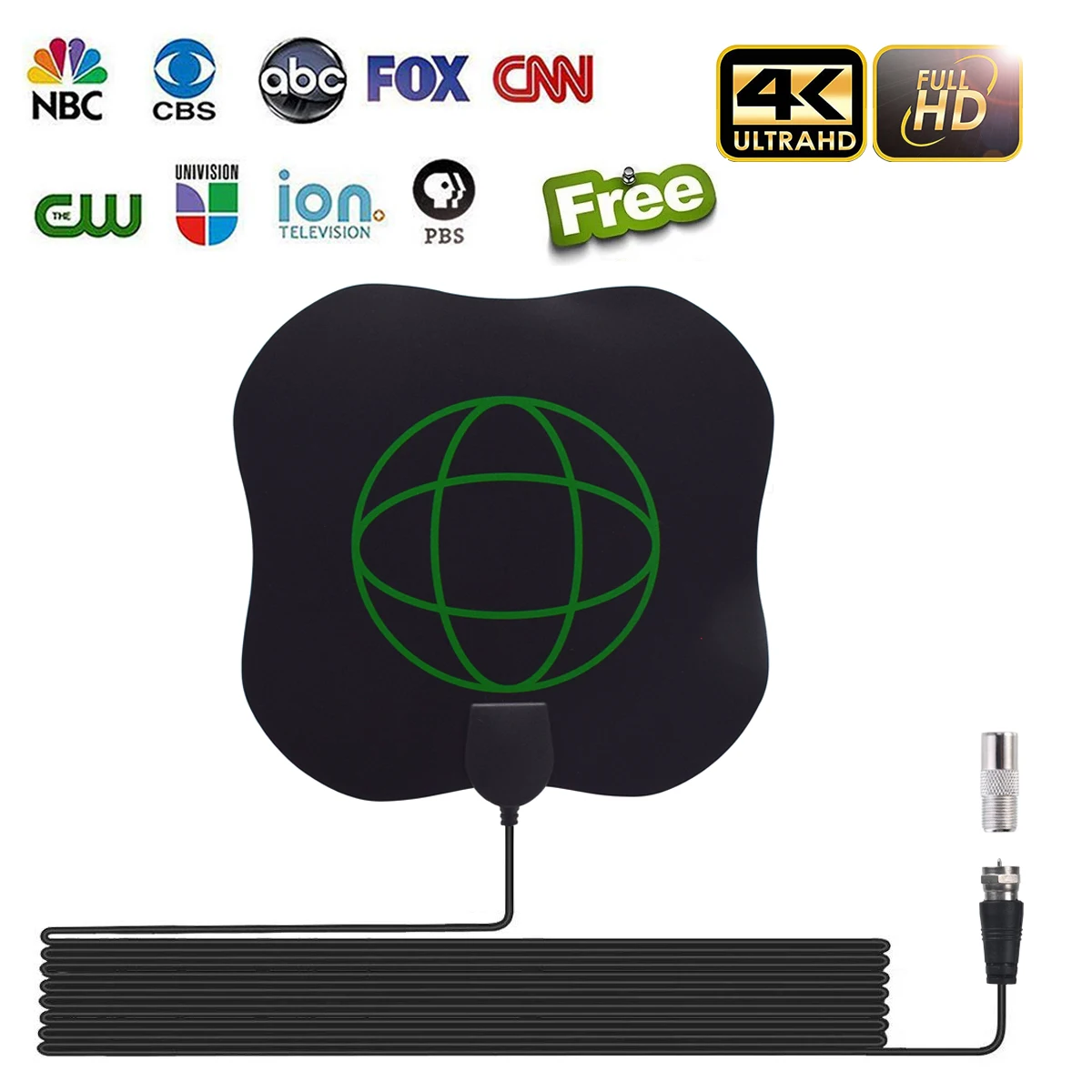 1080P UHF VHF DVB-T DVB-T2 HDTV Indoor digital TV HD TV Antenna  Thin Film with Amplifier
