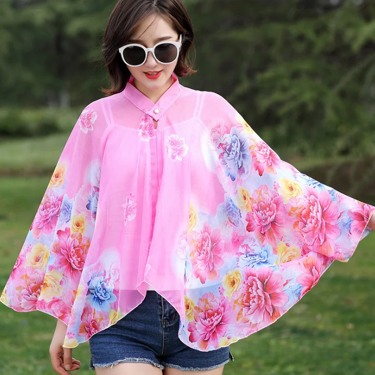 Ladies Car Riding Clothing Summer Printing Sleeve Cuff Shading Sunscreen Scarf Sun Uv Protection Shawls