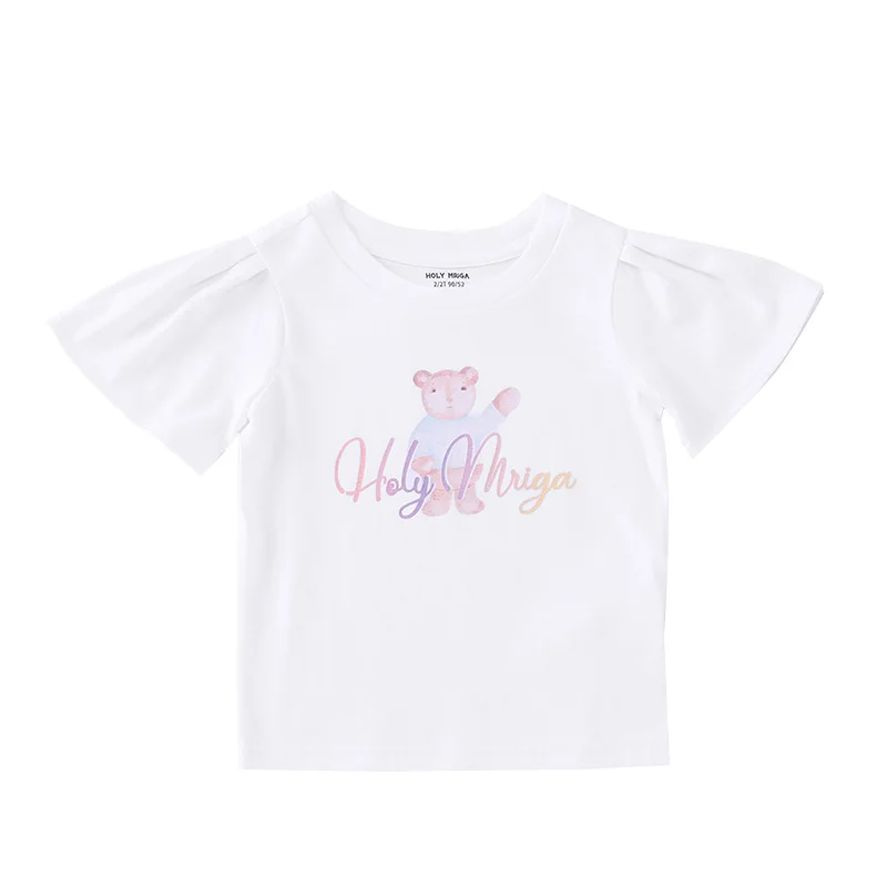 
Comfortable Casual Clothes Kids Fashion Summer Swing Ruffle T Shirt For Lovely Girl 