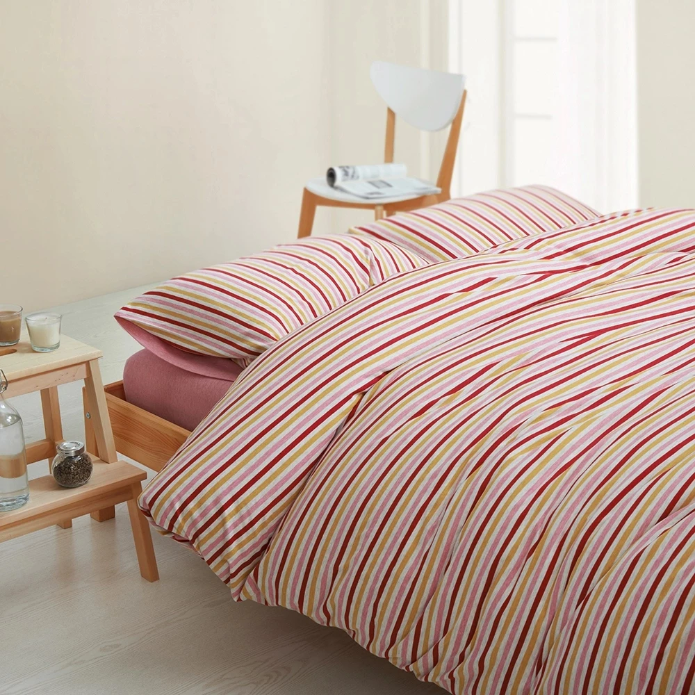 OEKO-TEX Factory Best Selling striped jersey knit 100% cotton soft bed linen bed set