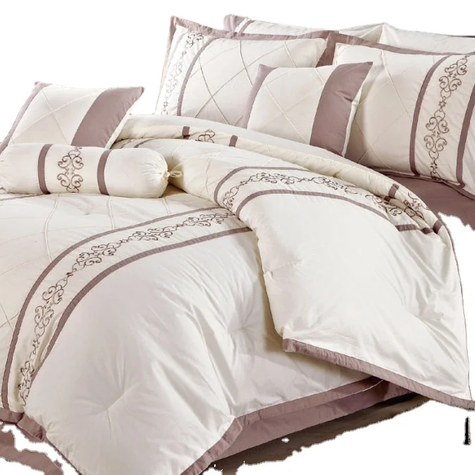 KOSMOS best quality bed linen 100% polyester embroidery lace luxury dubai bed Comforter Set