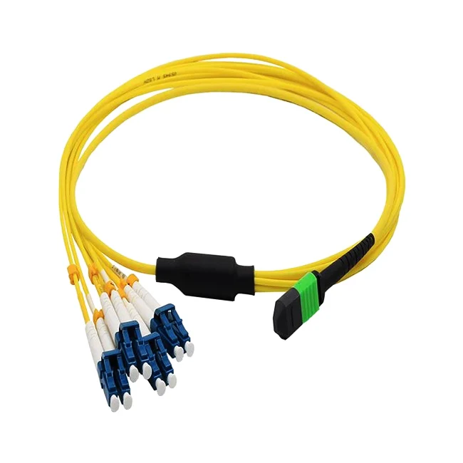 Custom indoor multi core breakout jumper cable ftth type b female mpo/apc to lc/upc connector sm 3.0mm fiber branch patch cord