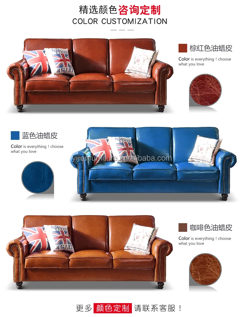 Light Luxury Furniture For Villa Sectional Sofa Tan Leather Lounge Genuine Leather Couch Sofa