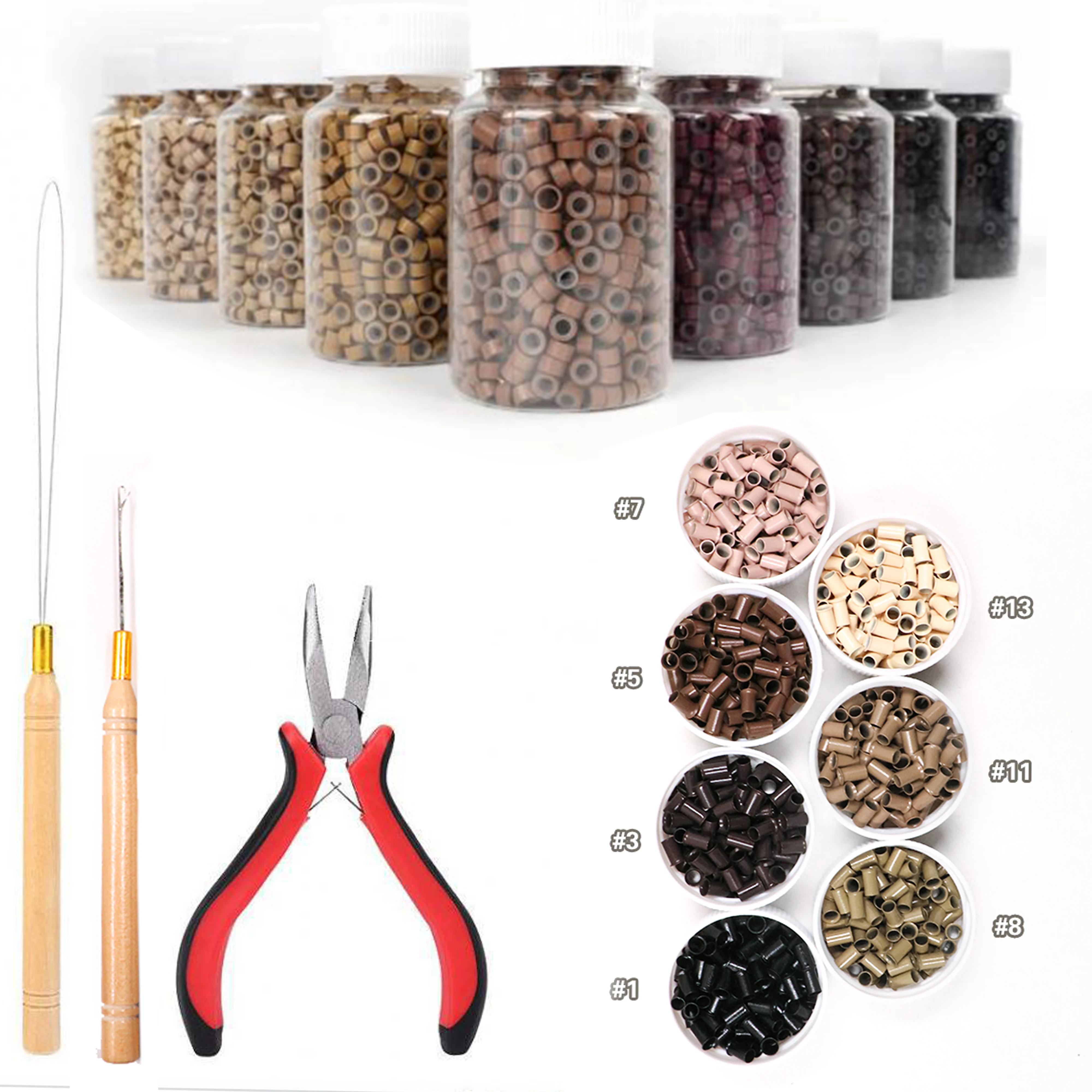 Factory Supply Hair Extension Tools Kit New Style Wooden Handle Crochet Pliers Silicone Beads For The Salon Hot Sale