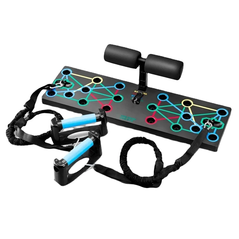 FAST TO SHIP In Stock Push-up Board Fitness Power Press 9 in 1 Push Up Board with Resistance Bands