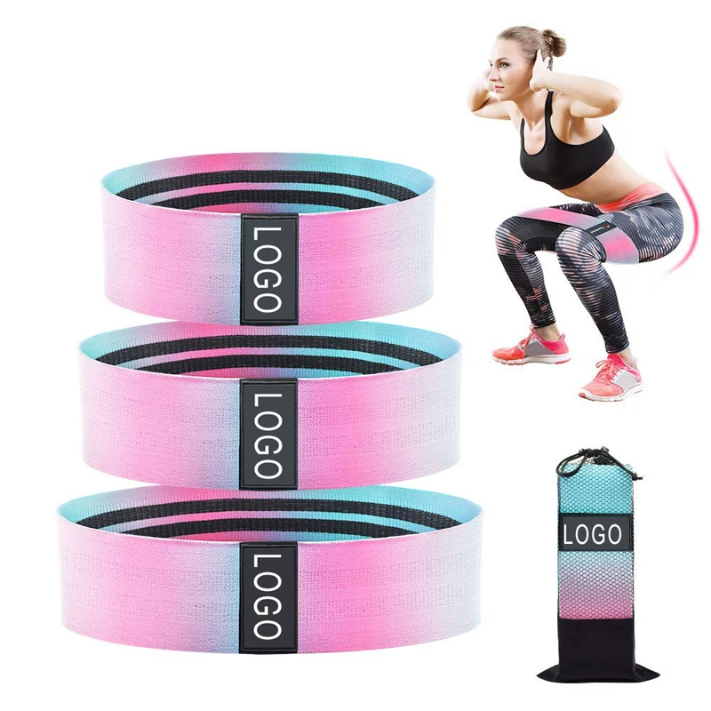 Custom Logo Printed Yoga Gym Workut Exercise Fitness for Legs Butt Booty Hip Fabric Resistance Bands