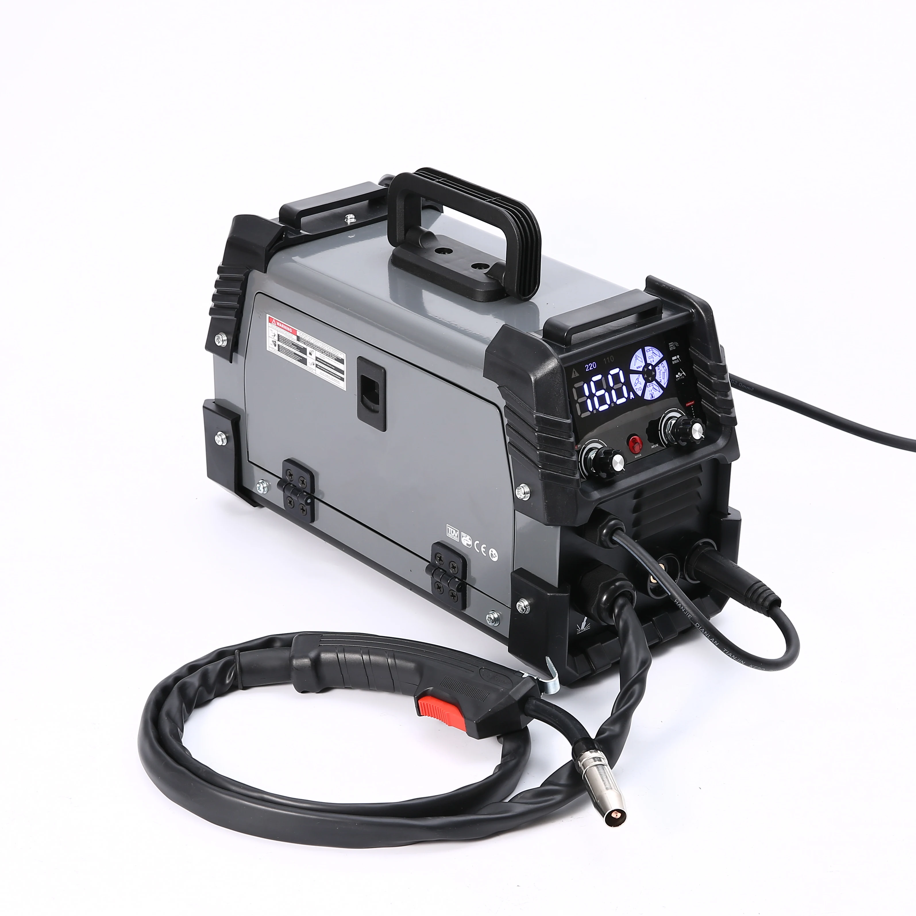 Gasless  with gas mig  mini welding machine portable mig130A mma tig 3 in 1 digital big screen  IGBT inverter welder