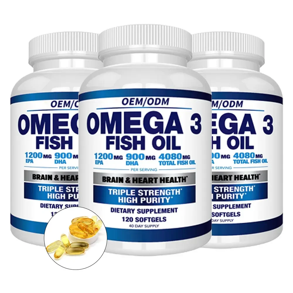 OEM softgel Omega -3 Fish Oil Capsules with High DHA & EPA Fish Oil Benefits softgels capsules Support brain and cells