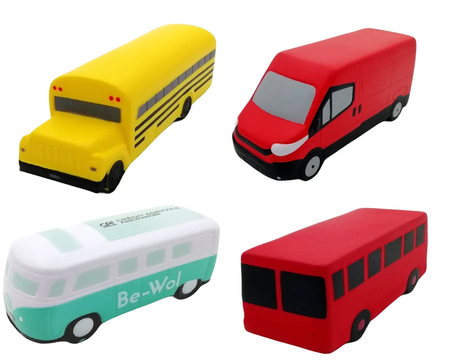 Custom Logo PU Foam Car Vehicle Anti Stress School Bus Van Stress Reliever School Bus Van Stress Ball