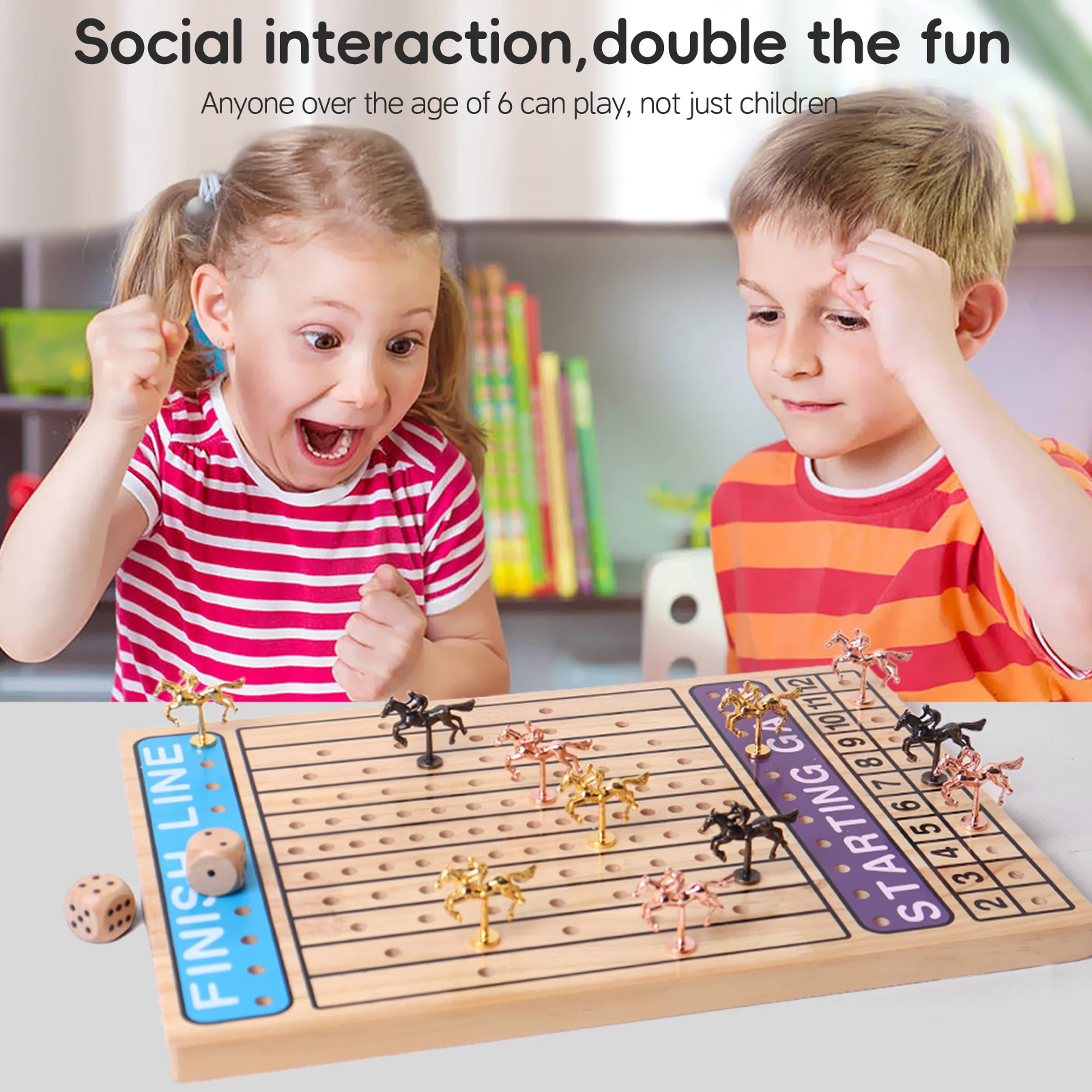 Wholesale New Design Smart Game Hot Sale Unisex Toys Montessori Early Educational Wooden Family Horse Racing Game Board for Kids