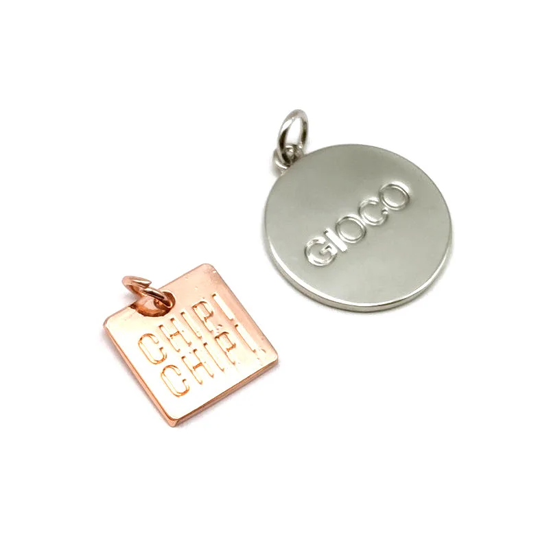 Custom engrave letter metal logo tag for garment and leather handbag logo name plate for wallet purse bag