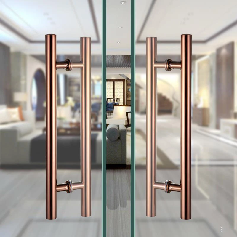 Customizable Stainless Steel Round Pipe H Shape Glass Door Pull Handle For Glass Door professional Round Tube Pull Handle
