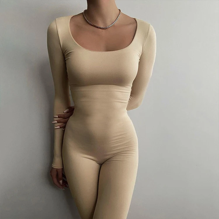 2023 New Arrival Custom Yoga Jumpsuits Playsuits Wholesale Solid Color Bodycon One Piece Jumpsuit For Women