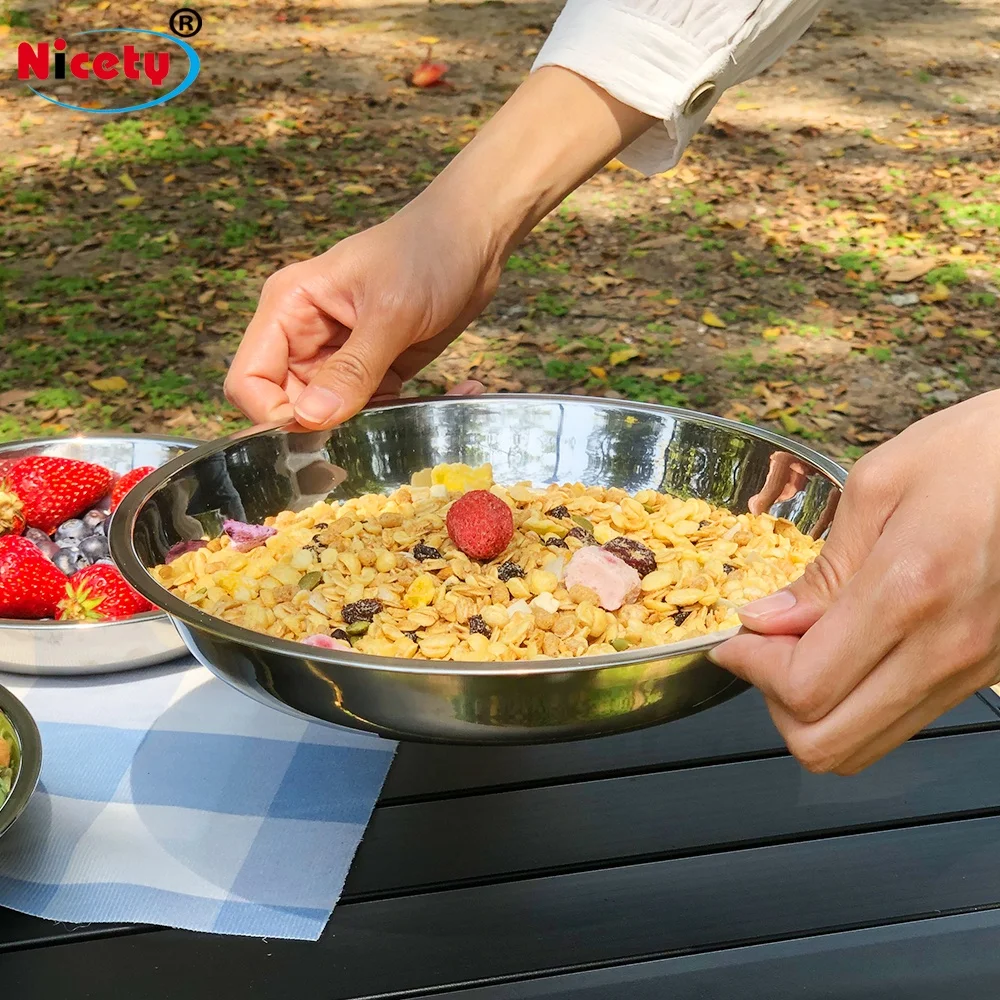 Cheap stainless steel pet bowl circular disc SUS 201 plate&dishes dinner plate for lunch