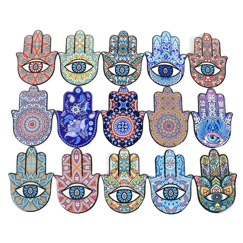 Ceramic Blue Devil Eye Hamsa Hand Fatima Palm Lucky Decoration Home Craft Wall Hanging Decor