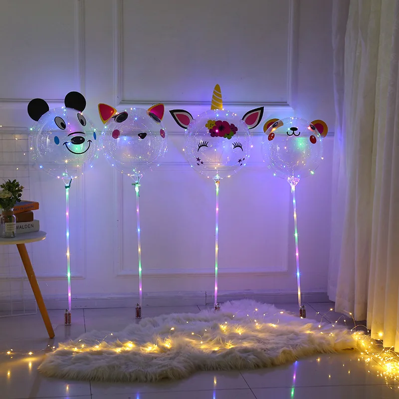 Светодиодные прозрачные воздушные шары Bobo шарики Мультяшные наклейки светящийся чистый красный шарик подарок