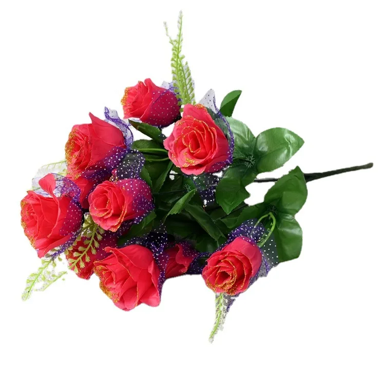SEASON Silk Rose Artificial Flower Bouquet 12 Heads Rose Flower Wedding Decoration Artificial Rose Bush