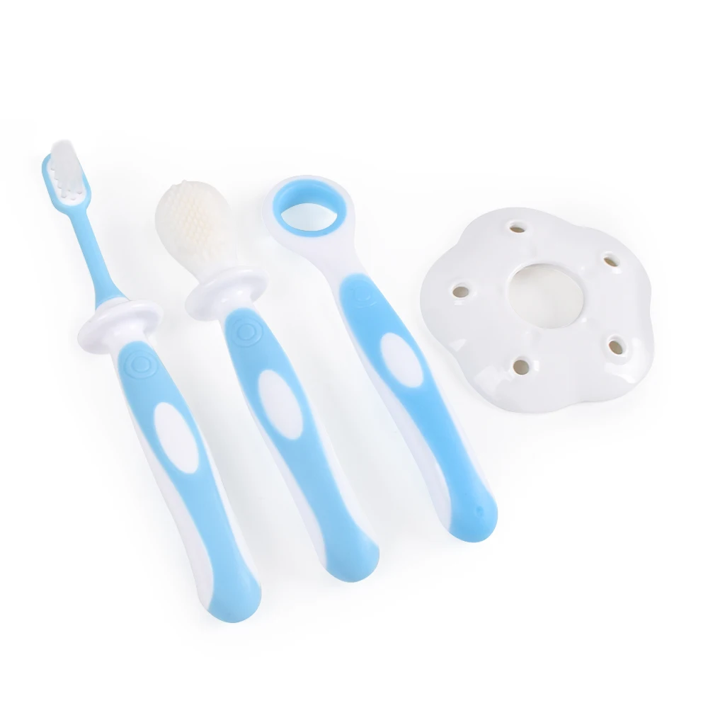 3 Piece Oral Care Kit Toddler Baby Extra Soft Tongue Cleaner Scraper Toothbrush Set For Kids
