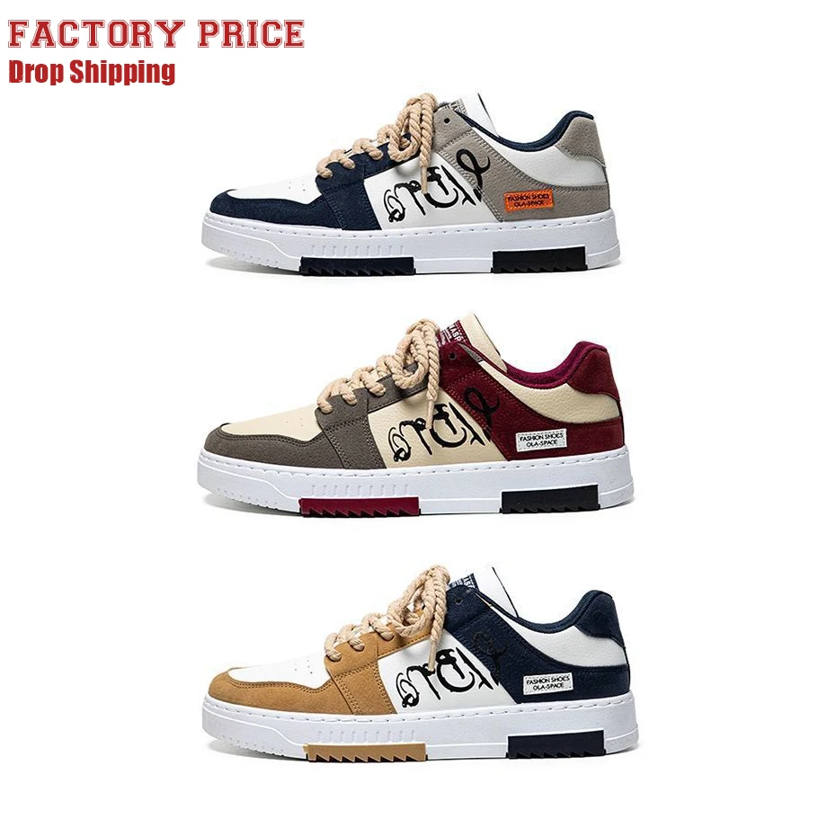 Wholesale Factory Cheap Price Custom Breathable Flat Fashion New Design Walking Style Shoes Skateboard Casual Sneakers For Men
