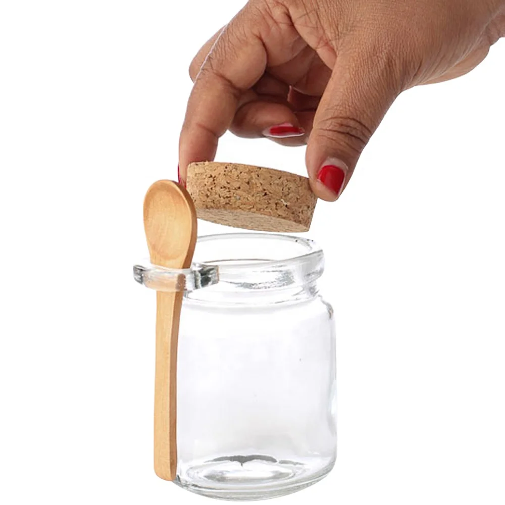 Factory Glass Jars Containers Spice Jar With Bamboo Lid And Wooden Spoon