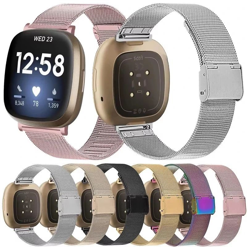 Сетчатый браслет с пряжкой из нержавеющей стали сменный ремешок для Fitbit Versa 3/Sense Milanese Watch Band