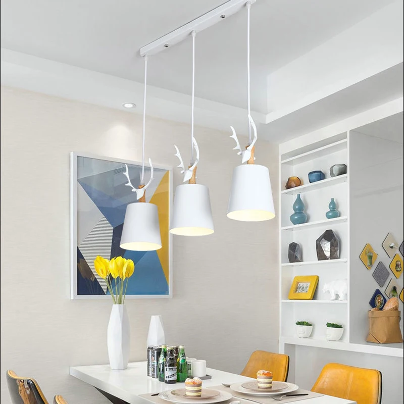 Modern LED Chandeliers Pendant Lights Iron Lampshade Nordic Home Kitchen Lighting Ceiling Pendant Light 3 Heads Hanging Lamp