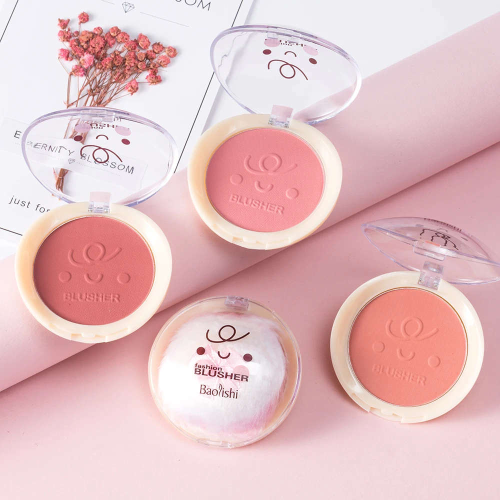 New makeup 4-color custom logo white palette blush with black and white box private label blush list