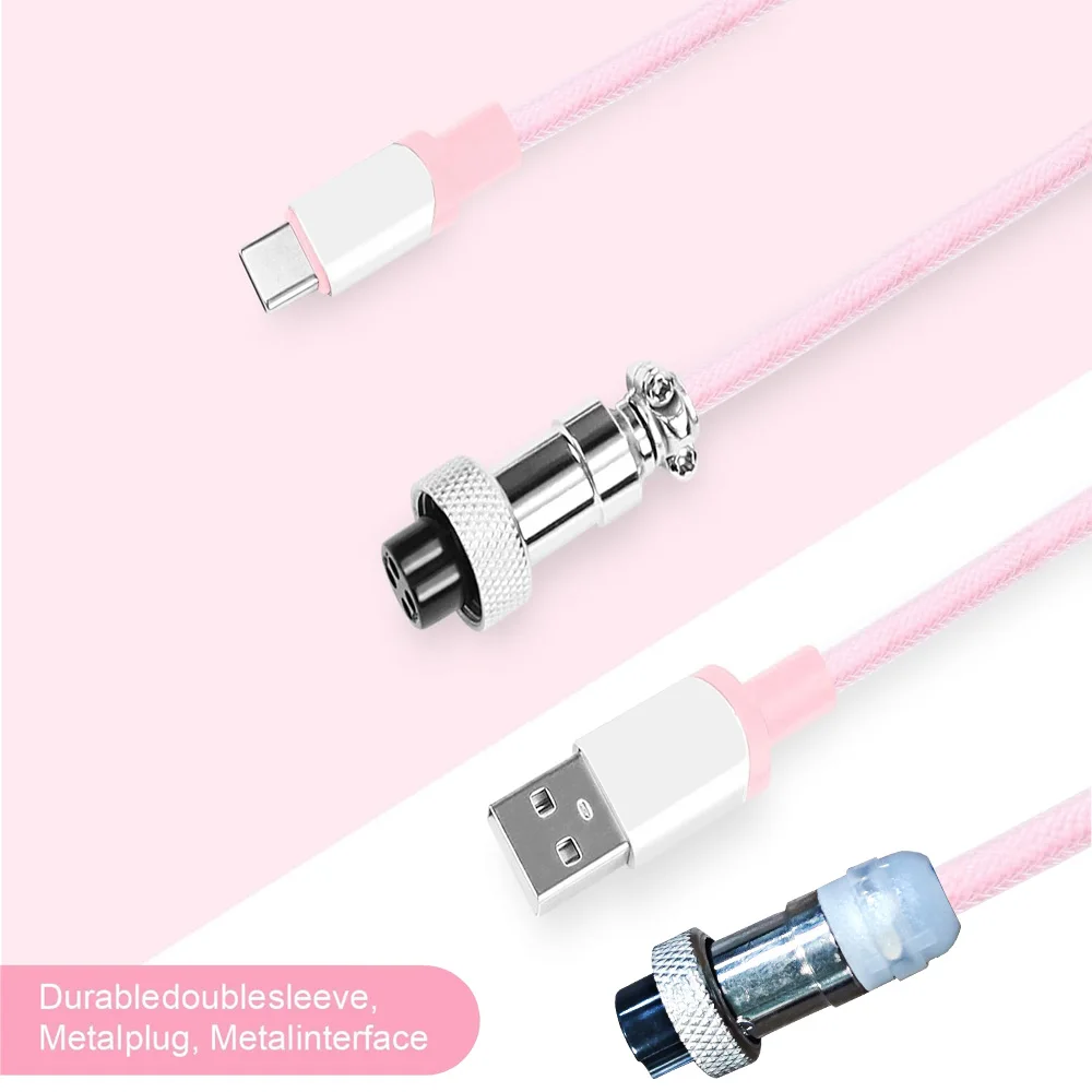 Custom Coiled Pilot Cable Type C to USB-A with Detachable Aviation Connector for Mechanical Gaming Keyboard