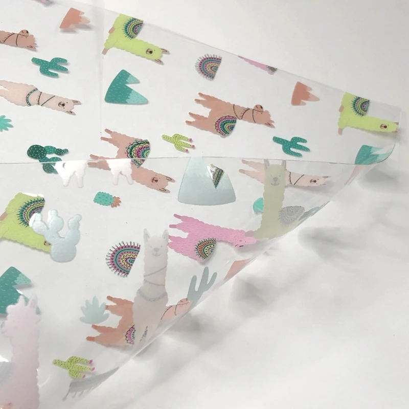 Custom design clear transparent vinyl fabric printing leather jelly leather sheets for bag or shoes usage
