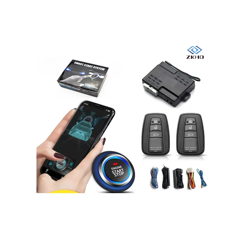 Factory wholesale car general mobile phone Bluetooth control car one key start keyless entry remote start one-way alarm