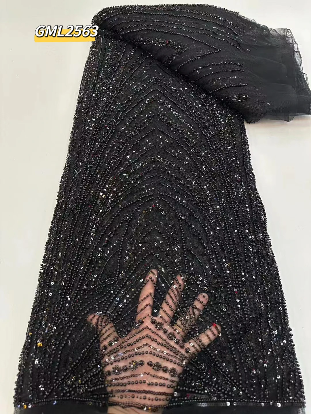 inmyshop french handmade beaded lace wedding peach nigerian french sequins lace 5 yards korean party tulle mesh dress fabric