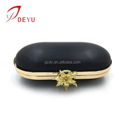 Flower purse gold frame women clutch clip beautiful evening bag