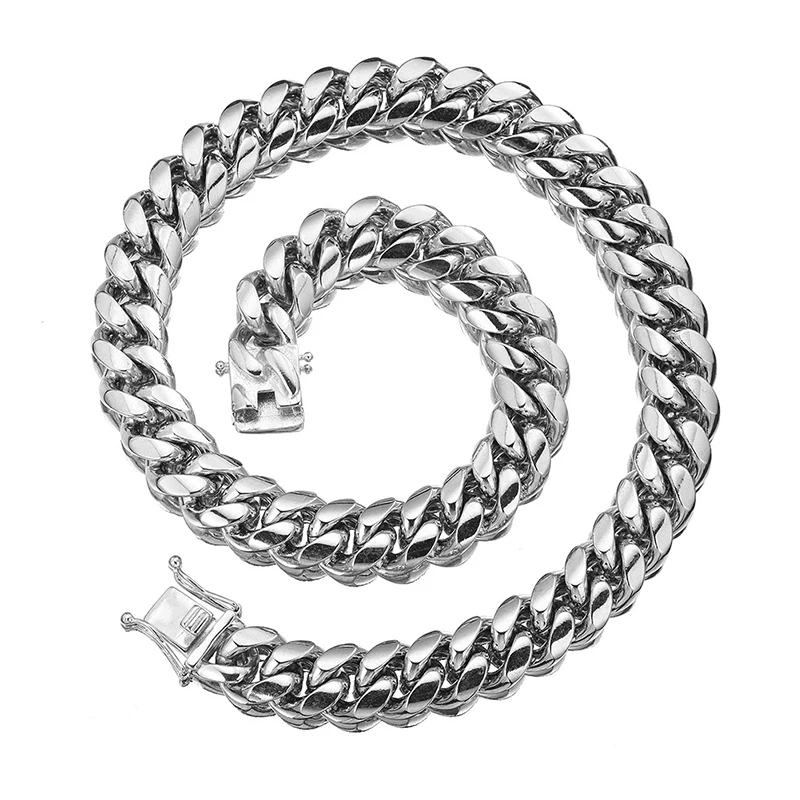 Acier Inoxydable Cadena Cubana Titanium Stainless Steel Cuban Link Chain