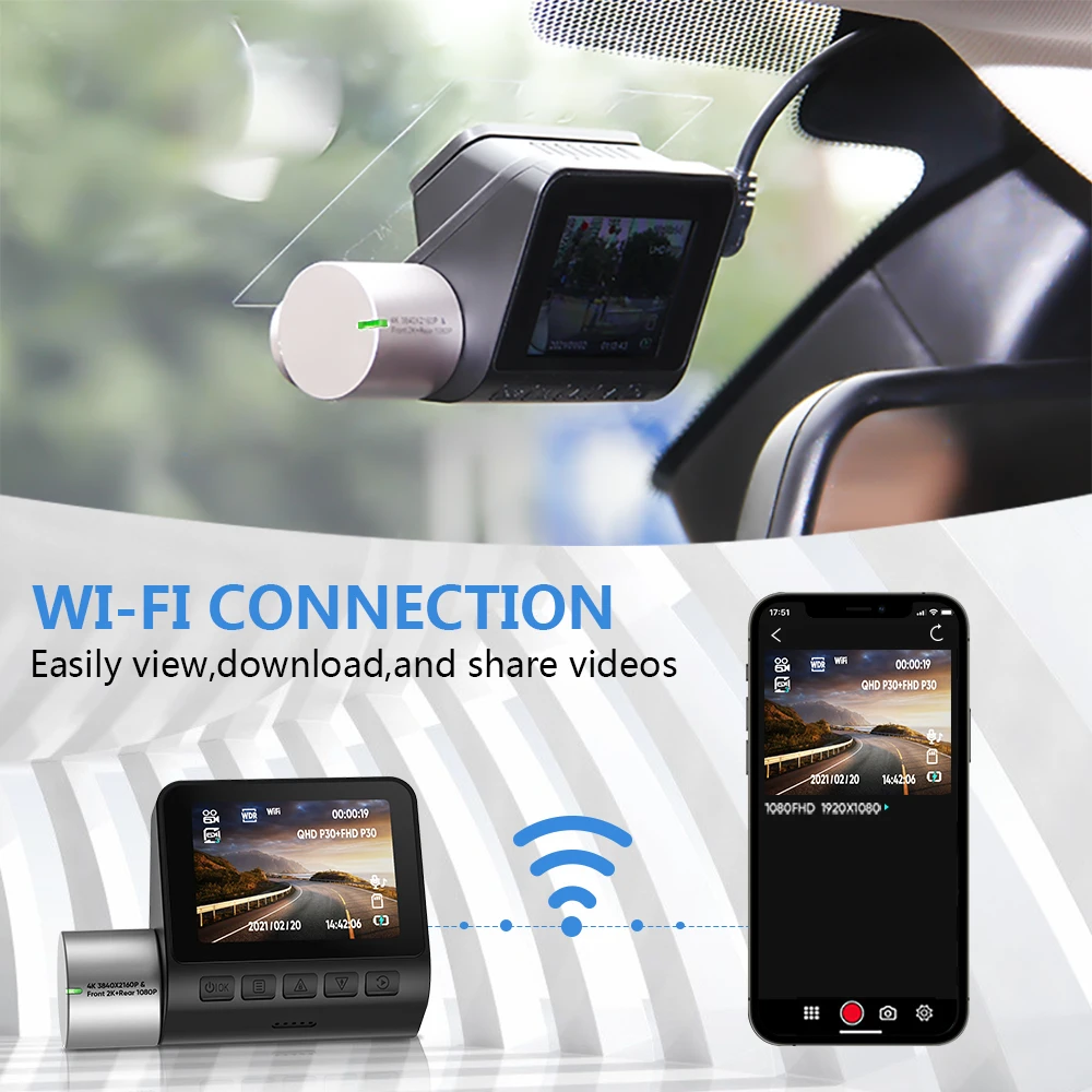 V50 4K Dashcam WiFi A500S APP Control GPS optional Auto 70m Car Dash Camera