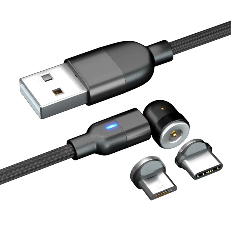  540 degree rotating 2A fast magnetico charger 3 in 1 magnetic charging data cable For