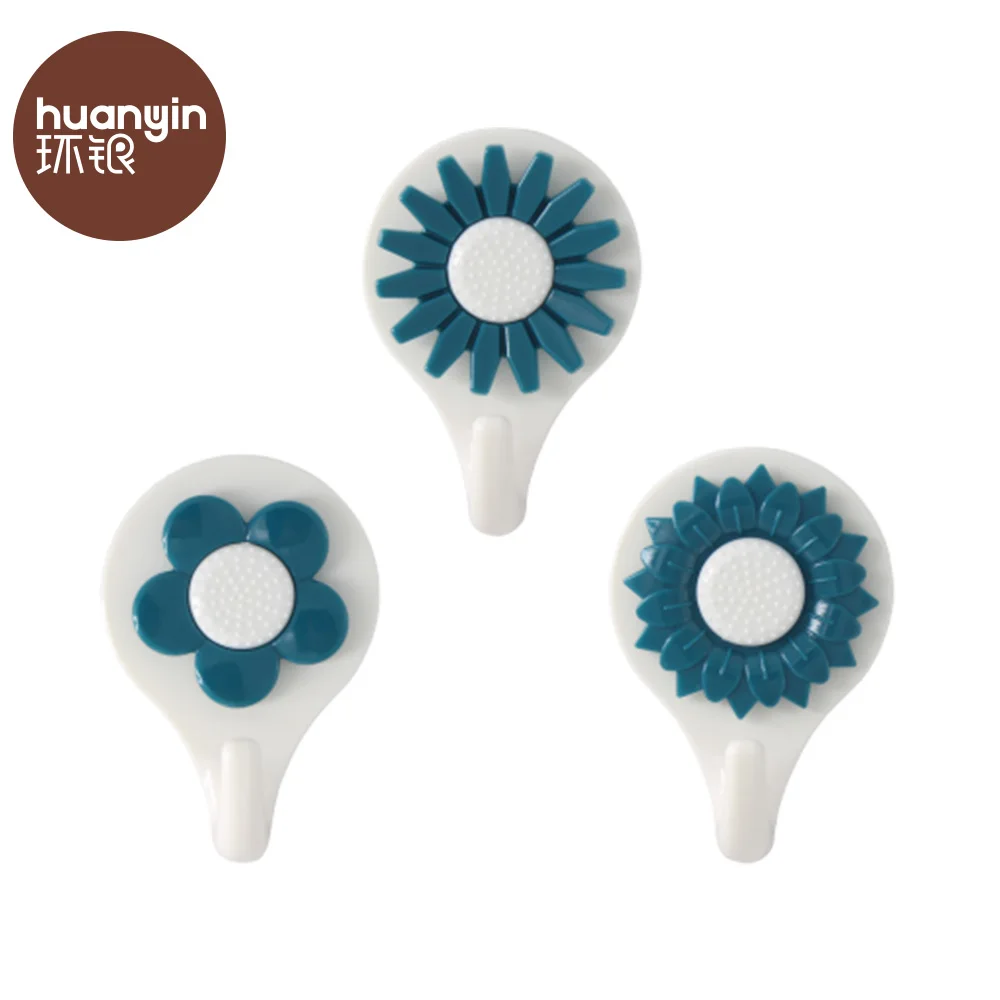 Strong adhesive plastic kids flower wall hook for display