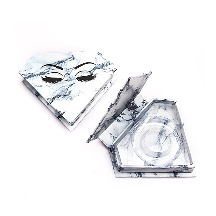 Luxury False Lash Boxes Black Diamond Marble Eyelash Box With Tray