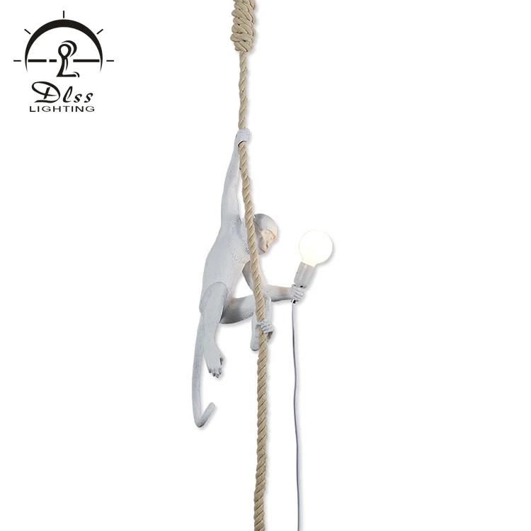 Modern hotel lobby decoration small resin monkey LED lamps chandelier