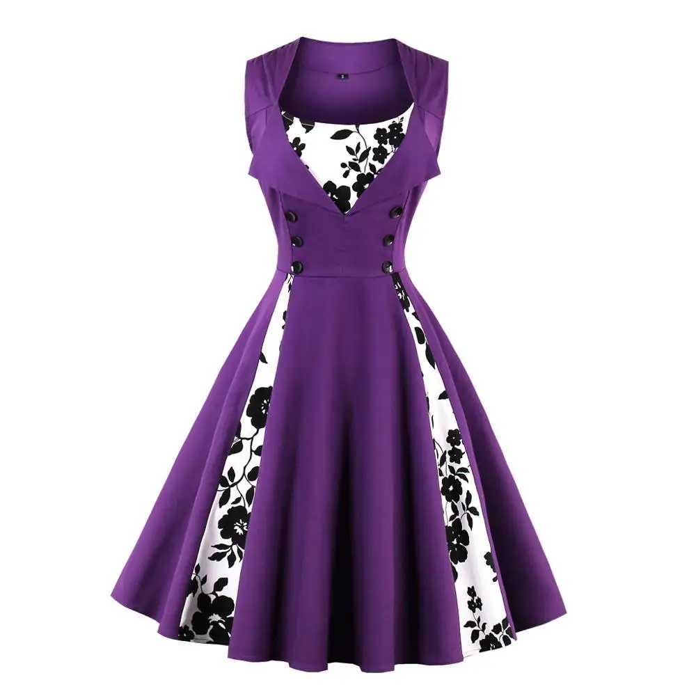 China Factory Direct Sale   zipper  printed cotton  big swing dress Vintage girls party dress