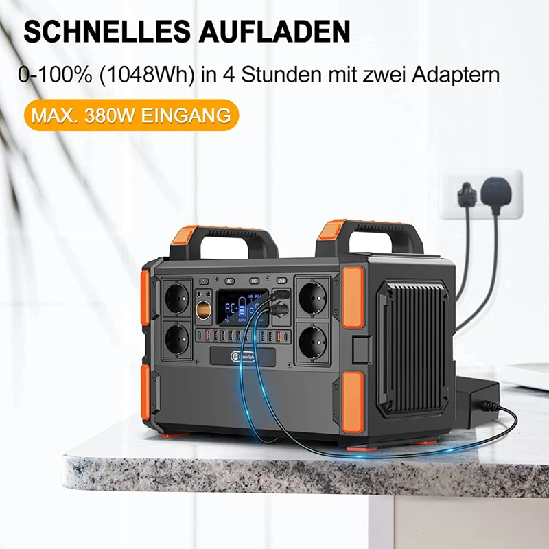 Solar Generator Container 1024wh Lifepo4 Battery for RV EV Vehicle DC 1000w Portable Power Station to Turn on A Fridge