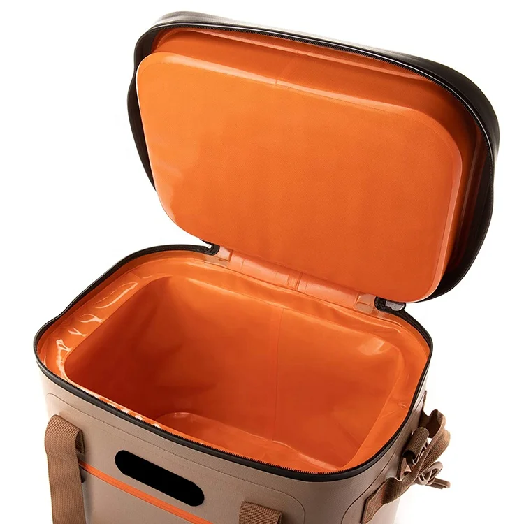 Hands Free Dustproof 24 Cans Wine Soft Cooler Gray Asphalt Welded Seams Waterproof Hydrolok Airtight Zipper Hopper Flip Cooler