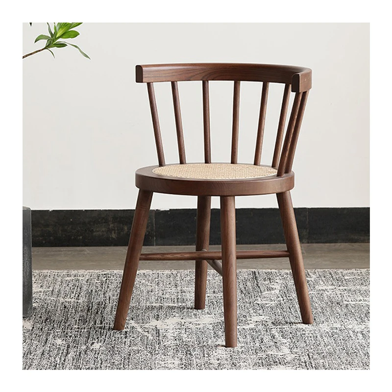 Wholesale Solid Wood Rattan Windsor Dining Chair Windsor Chair Home Office Retro Leisure Chair for Living Room Bedroom