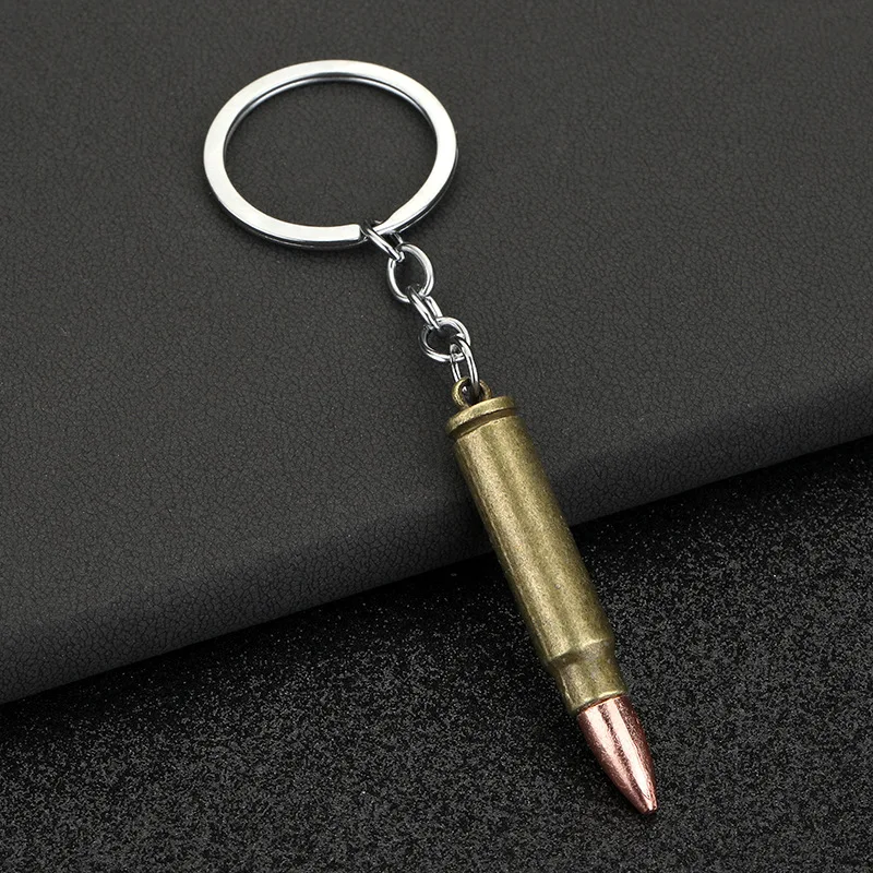 Wholesale Promotion Gift Custom Metal Mini Gun Bullet Keychain With Model Bullets Keyring Pendant